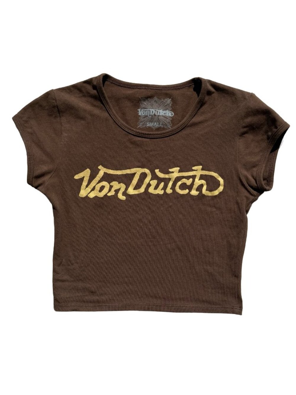 Von Dutch Brown Logo Baby Tee S